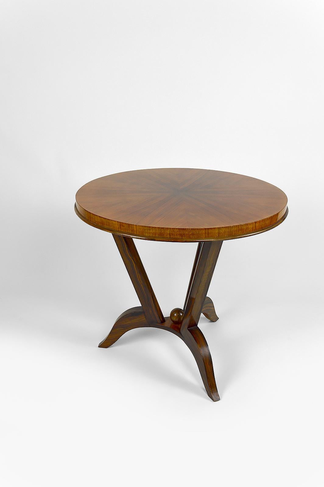 Painted Round Art Deco Trompe-l'Oeil Side Table, France, Circa 1930