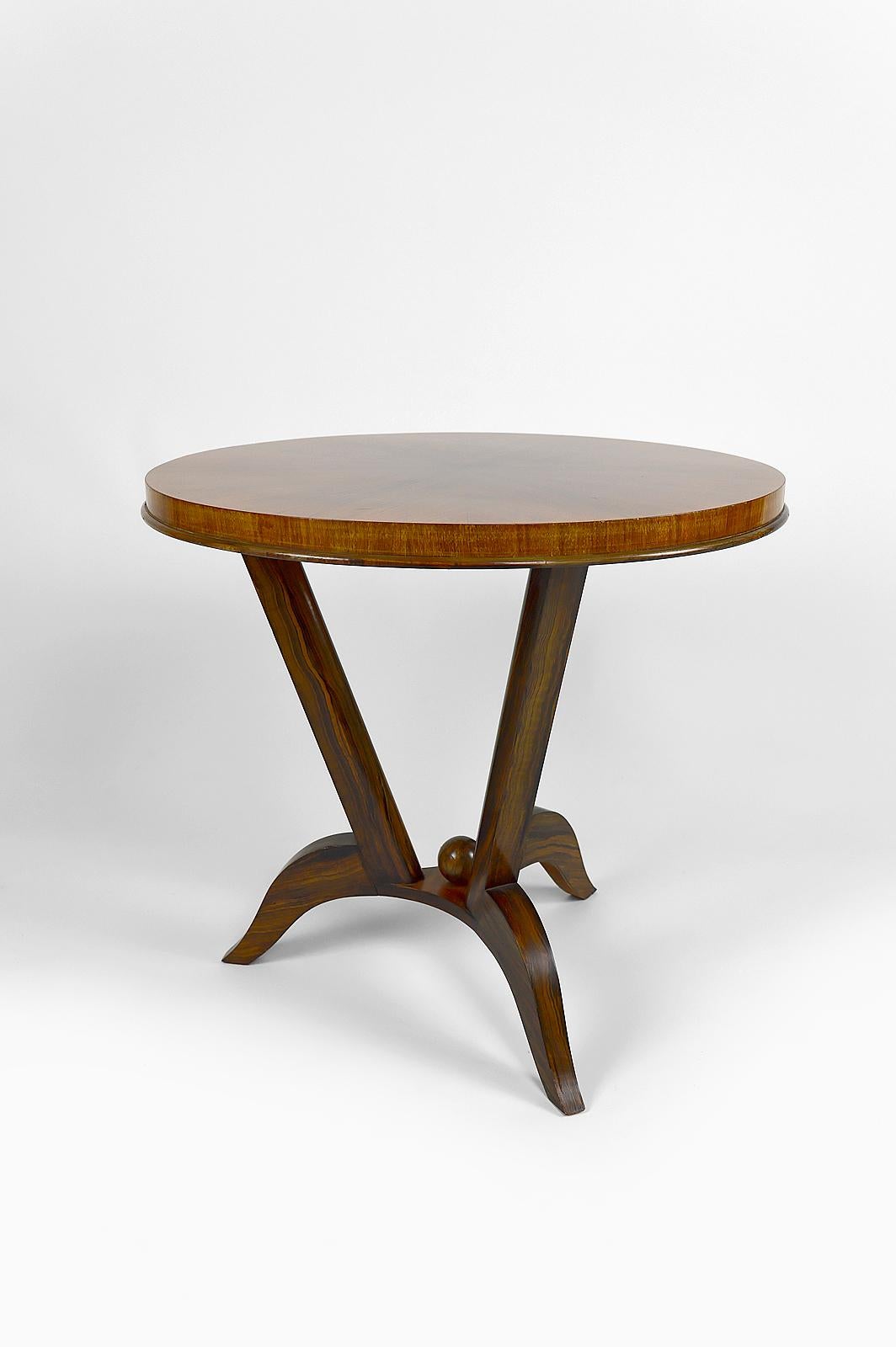 Wood Round Art Deco Trompe-l'Oeil Side Table, France, Circa 1930