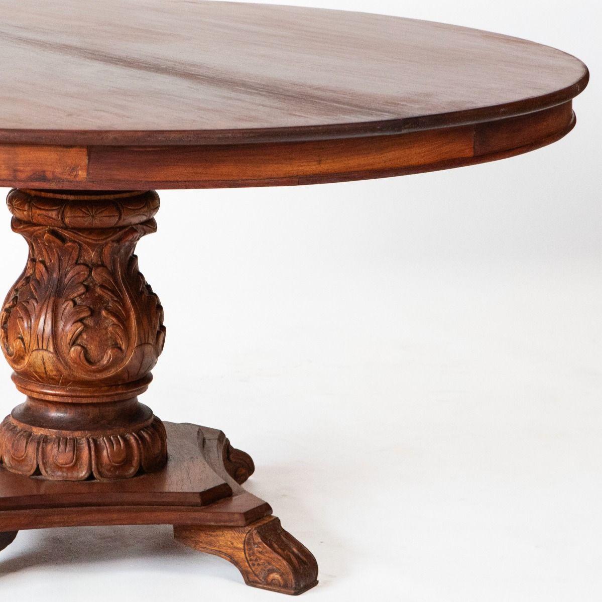 Philippine Round Art Nouveau Style Nara Wood Dining / Center Table
