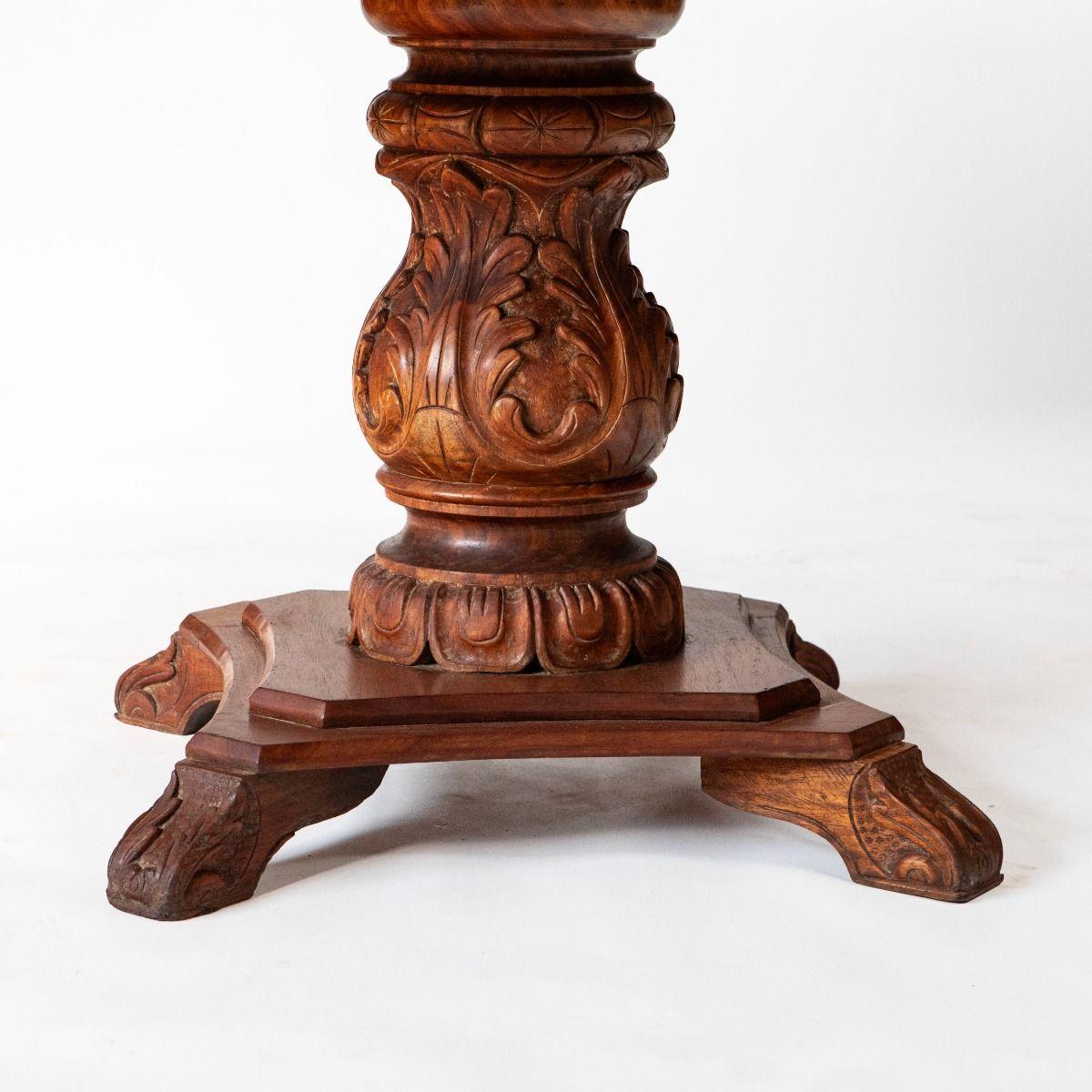 Round Art Nouveau Style Nara Wood Dining / Center Table In Good Condition In Kastrup, DK