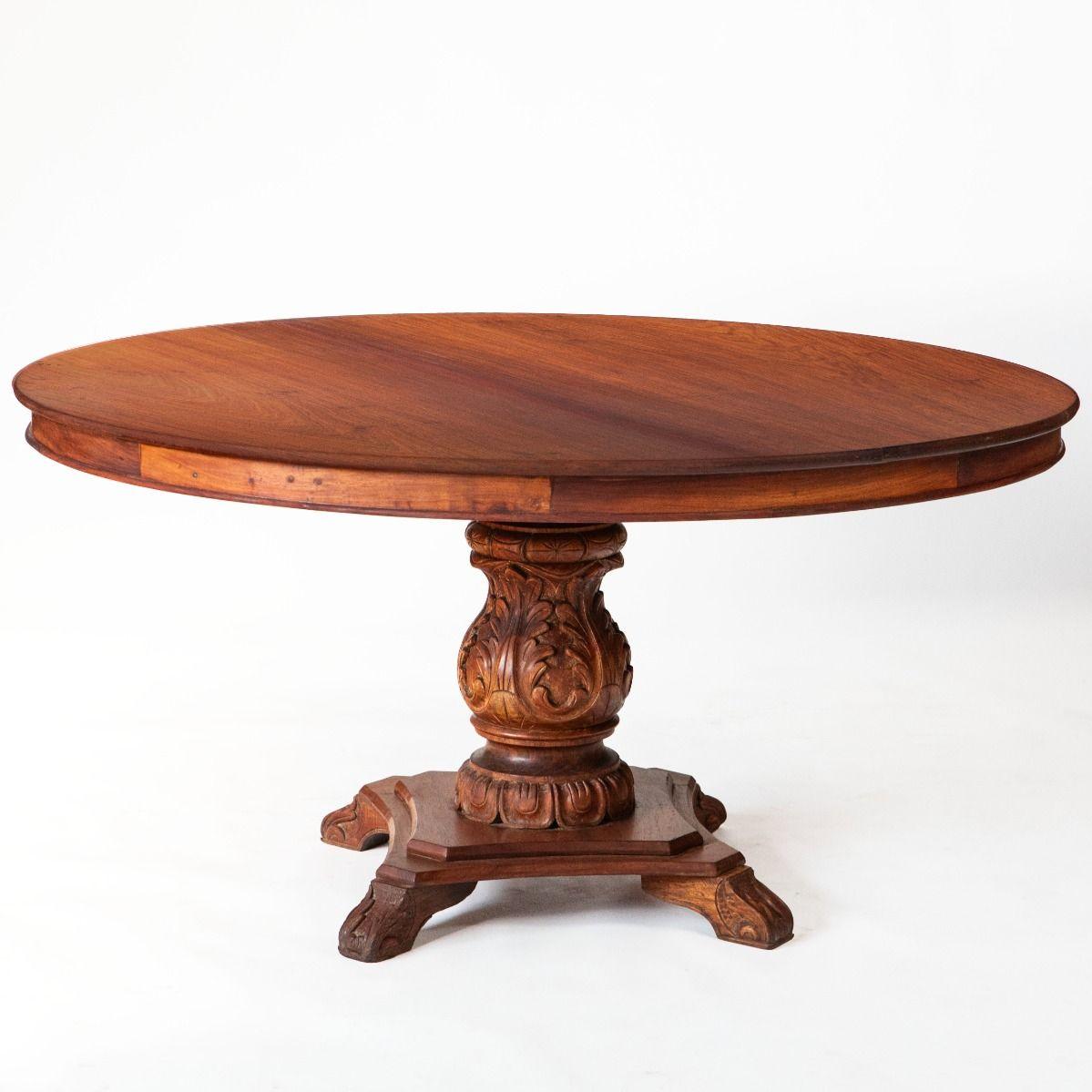 Round Art Nouveau Style Nara Wood Dining / Center Table