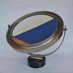 Specchio da tavolo Artemide di Sergio Mazza, nichel su piede di marmo nero Italia, anni '60
