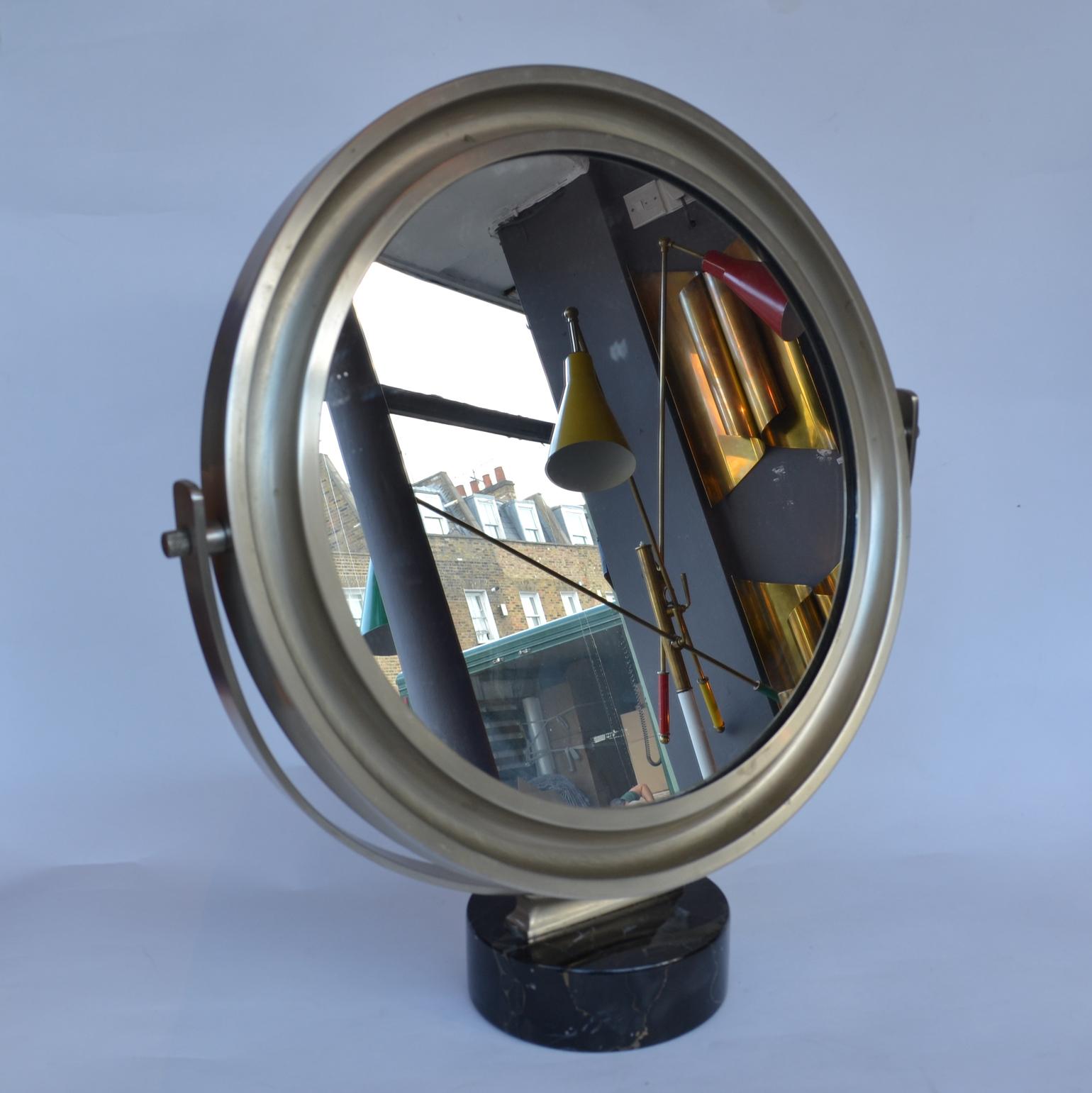 Mid-Century Modern Round Artemide Table Mirror Sergio Mazza, Italy, 1960s For Sale