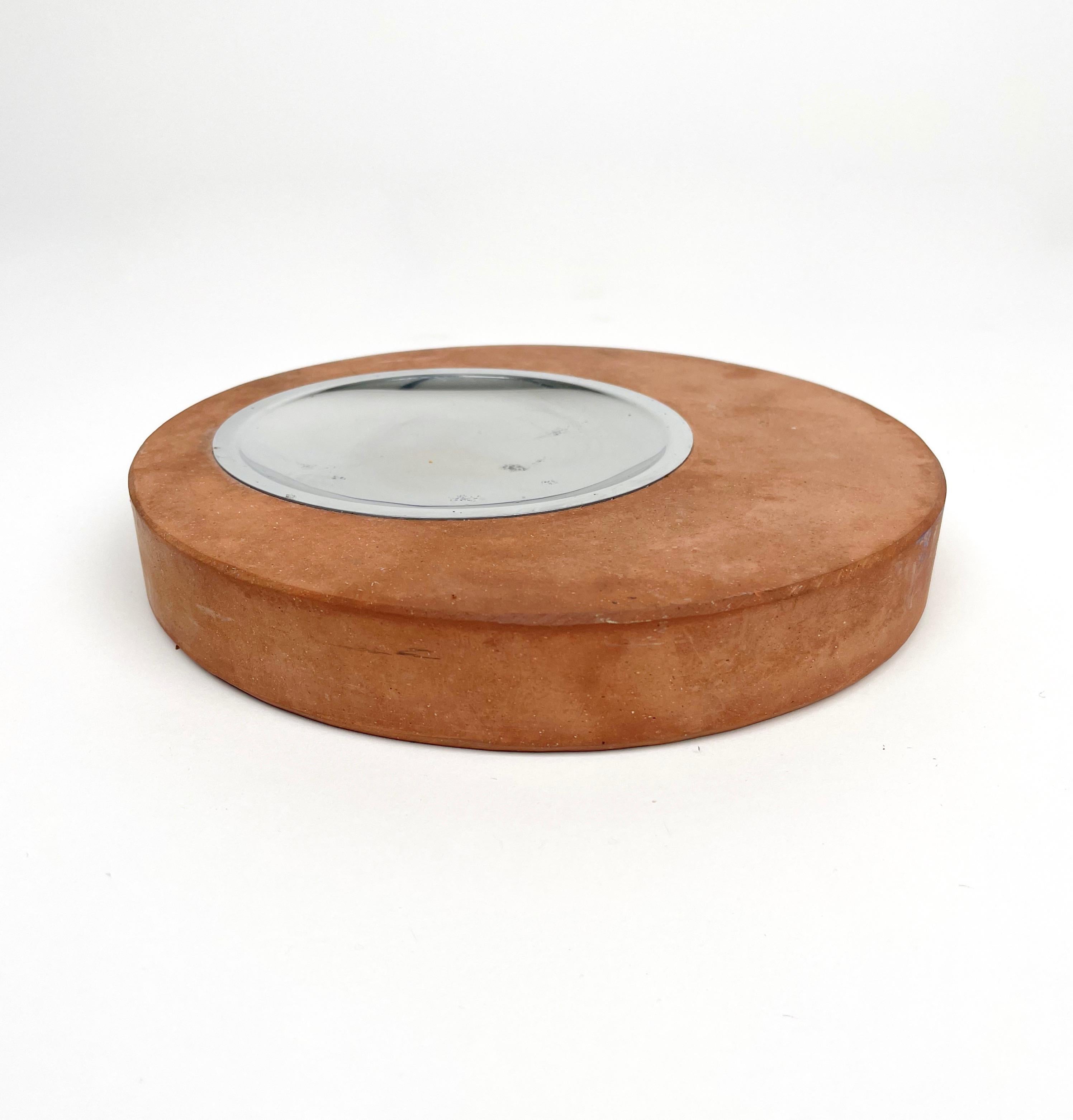 Round Ashtray or Vide-Poche in Terracotta by Fratelli Mannelli, Italy, 1970s In Good Condition For Sale In Rome, IT