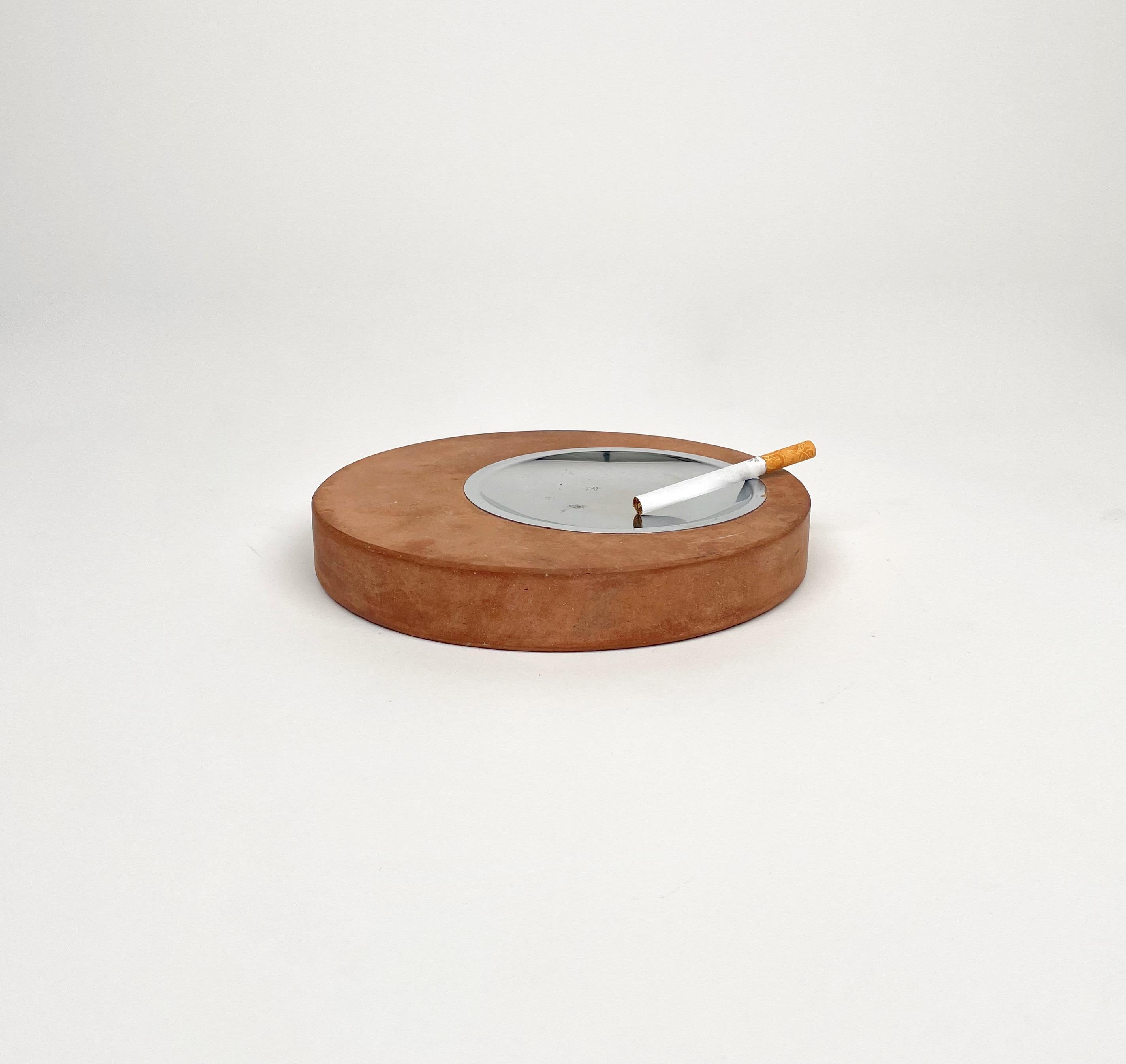 Late 20th Century Round Ashtray or Vide-Poche in Terracotta by Fratelli Mannelli, Italy, 1970s For Sale