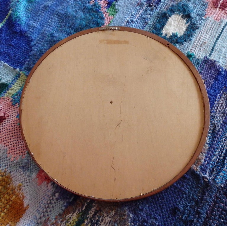 Round Asymmetric Frame Danish Wall Mirror Attributed to Pedersen Hansen