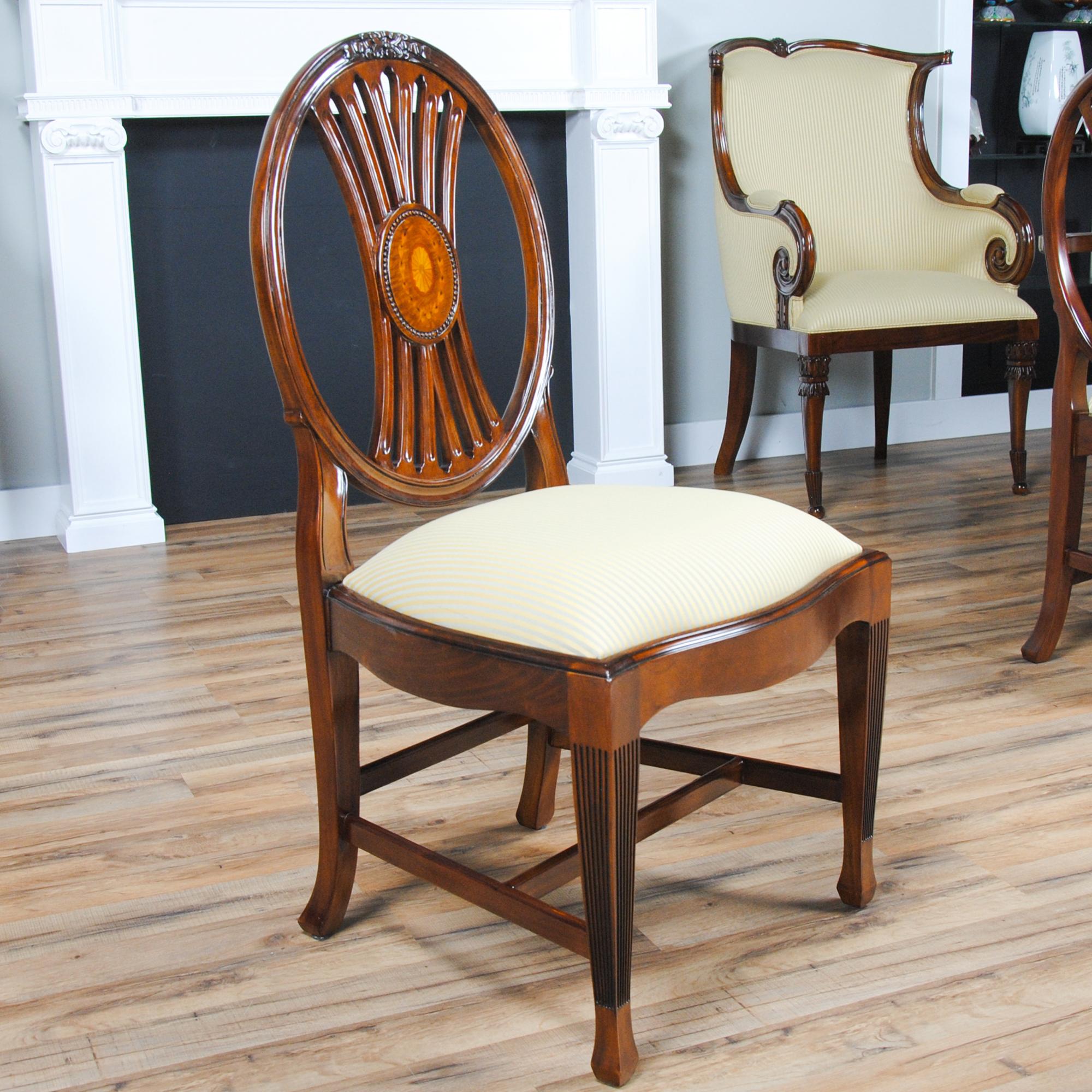 Round Back Inlaid Chairs, Set of 10 For Sale 3
