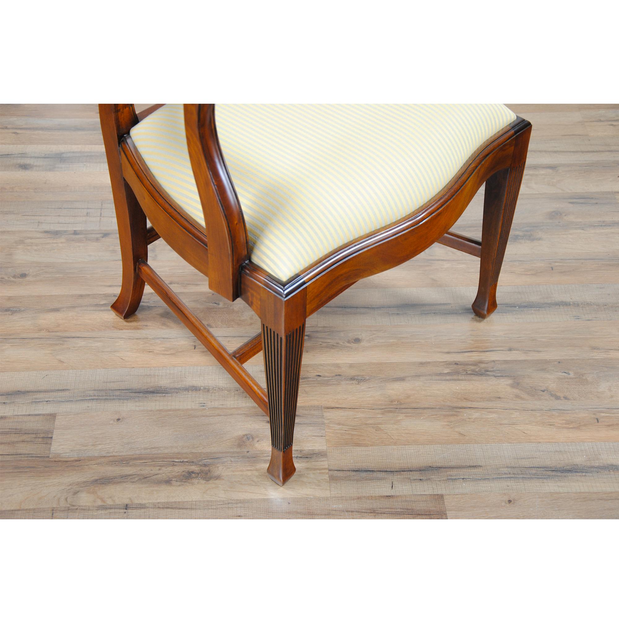 Fabric Round Back Inlaid Chairs, Set of 10 For Sale