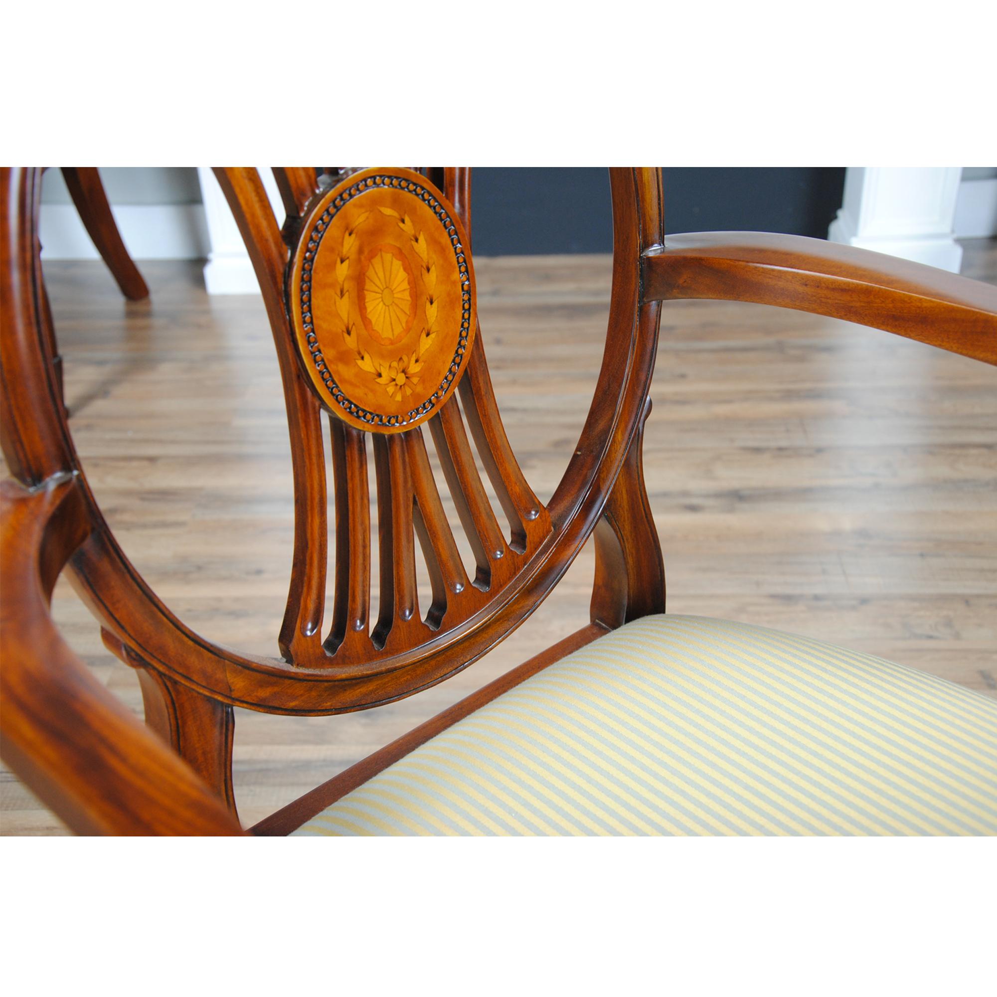 Round Back Inlaid Chairs, Set of 10 For Sale 1