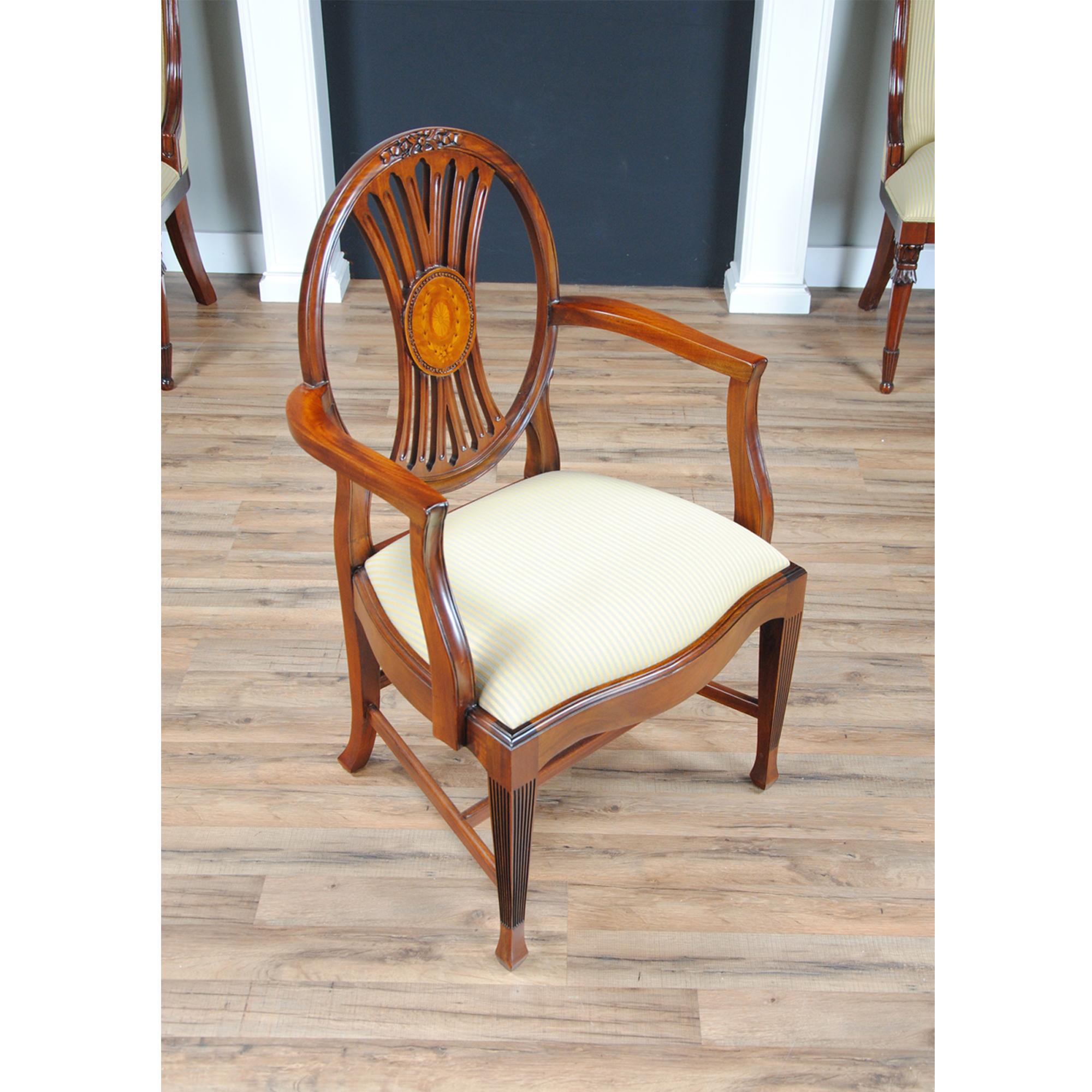 Round Back Inlaid Chairs, Set of 10 For Sale 2