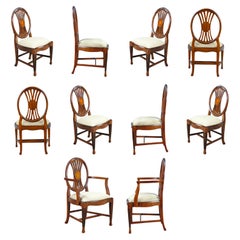 Round Back Inlaid Chairs, Set of 10
