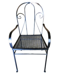 Iron Outdoor Patio Cafe Chair w/ Scrolling Back Iron , Pair