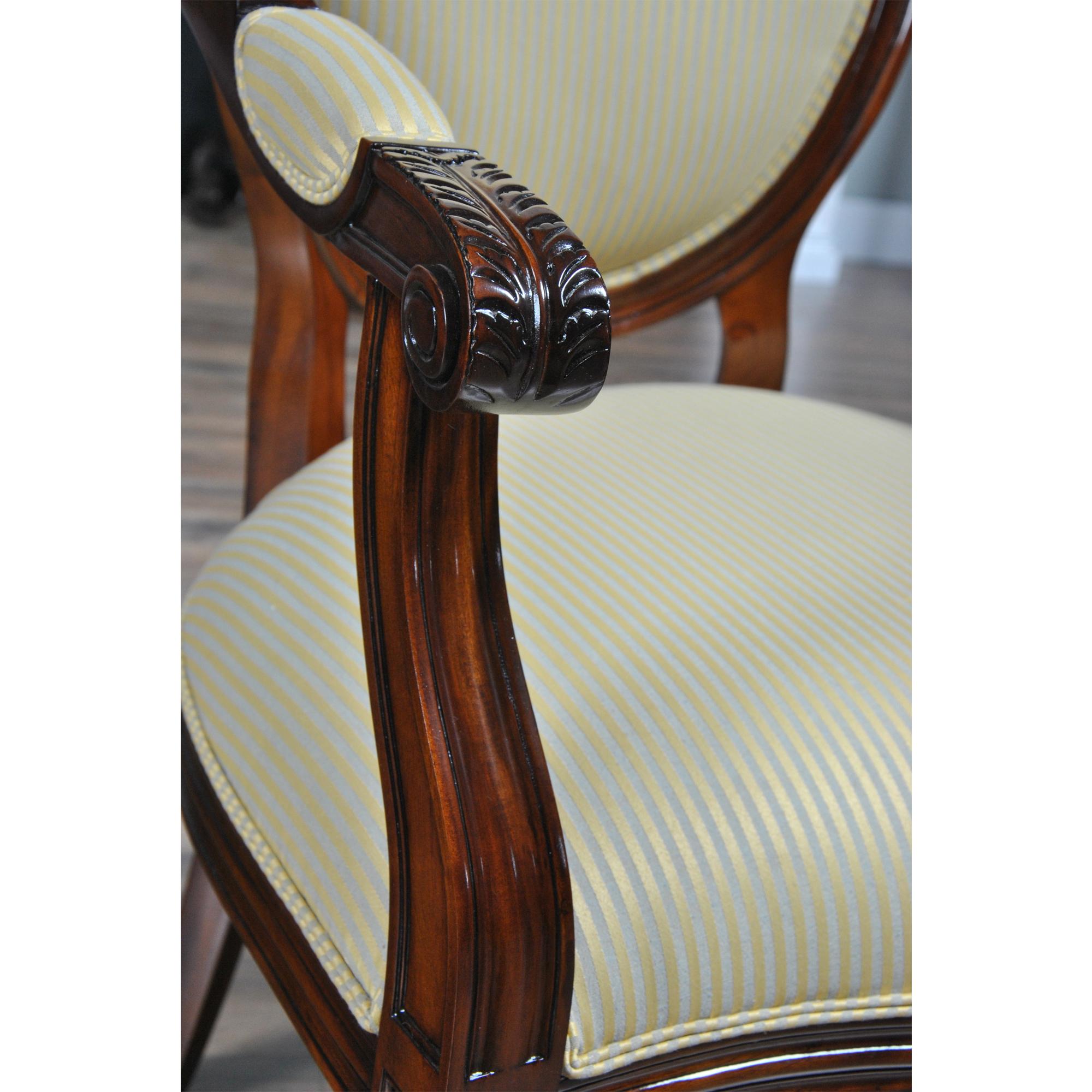 Contemporary Round Back Mahogany Chairs, Set of 10 For Sale