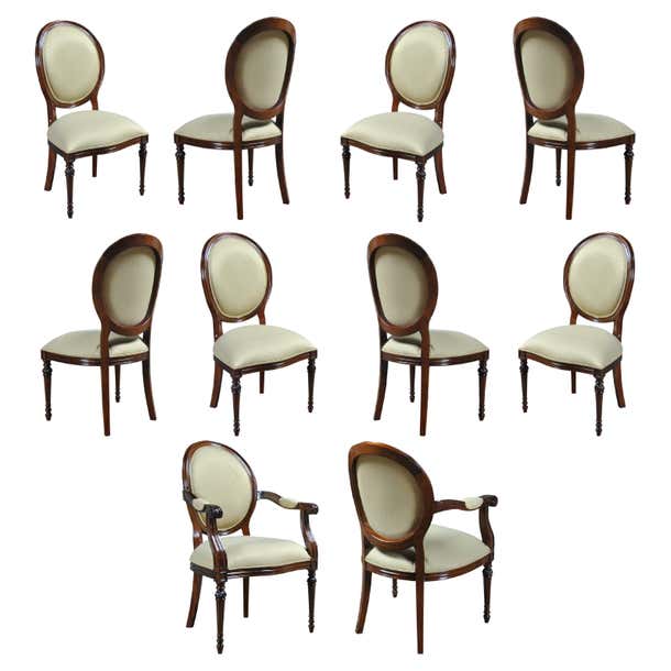 Traditional Rounded Chair Round Back Mahogany Chairs, Set of 10 For Sale at 1stDibs
