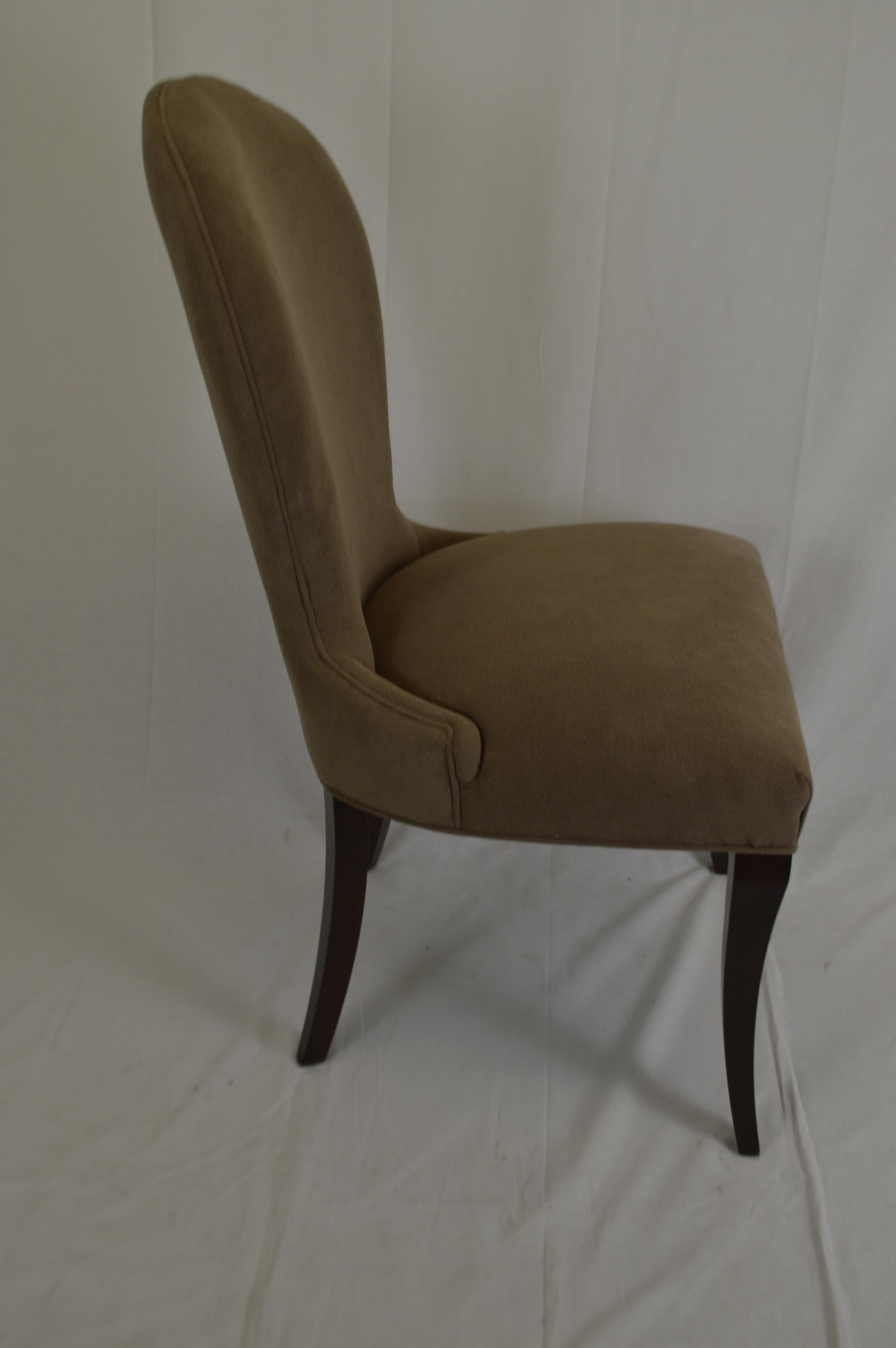 An elegant dining chair for custom finish. The wooden beech frame of this chair is made and Italy. The price includes the leg finish of your choice, painted or wood stain finish and the upholstery with your fabric.