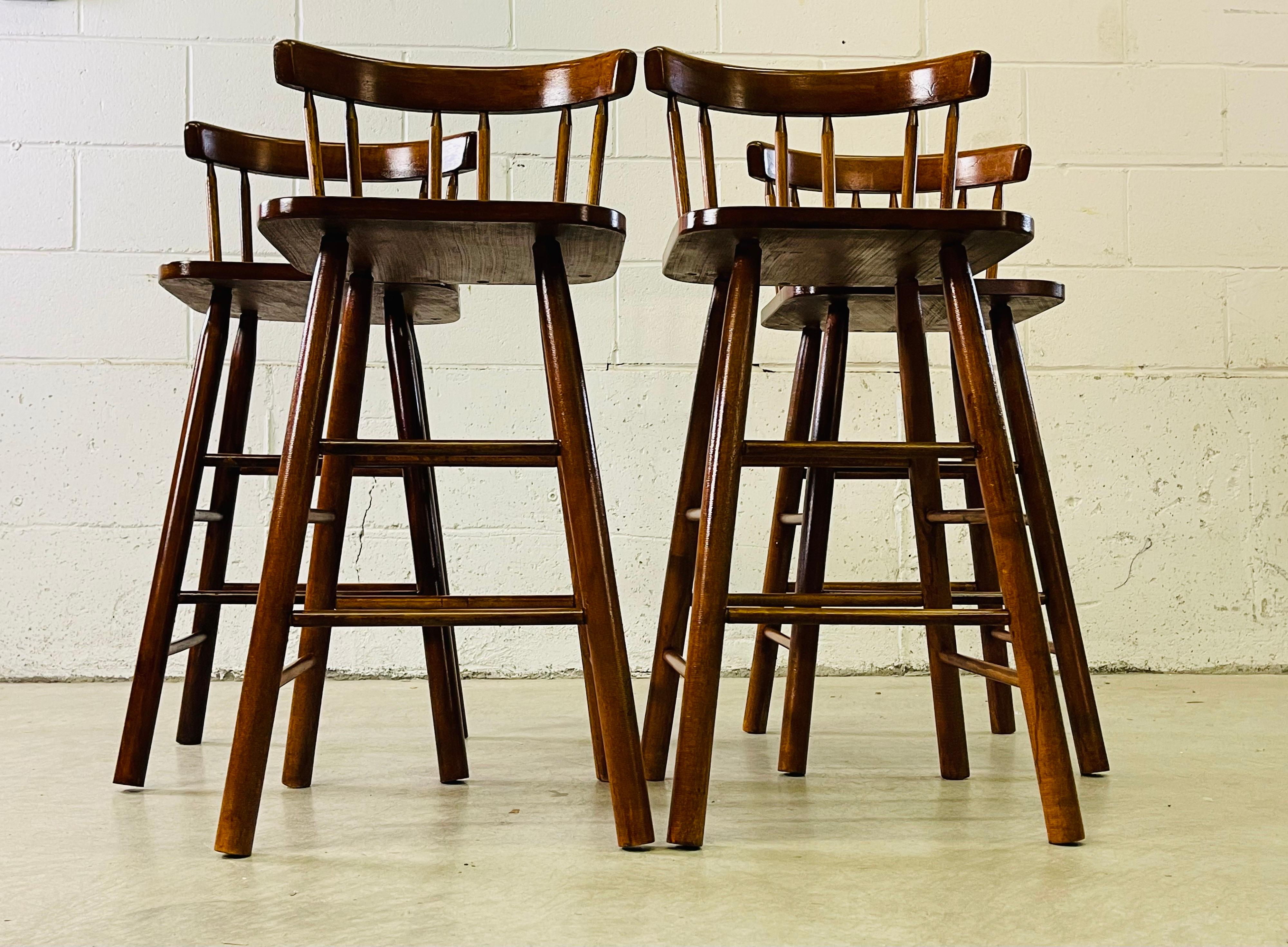 vintage wooden bar stools with backs