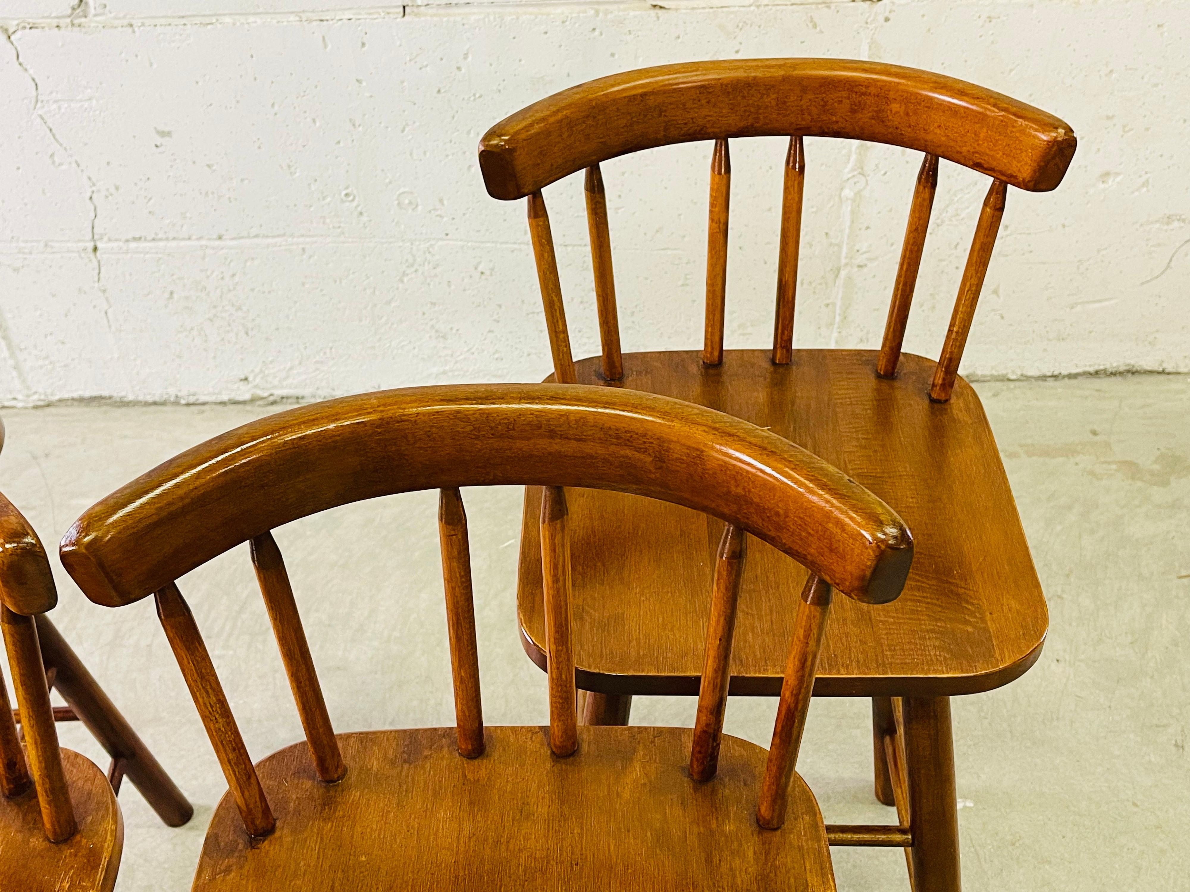 Mid-Century Modern Round-Back Wood Stools, Set of 4 For Sale