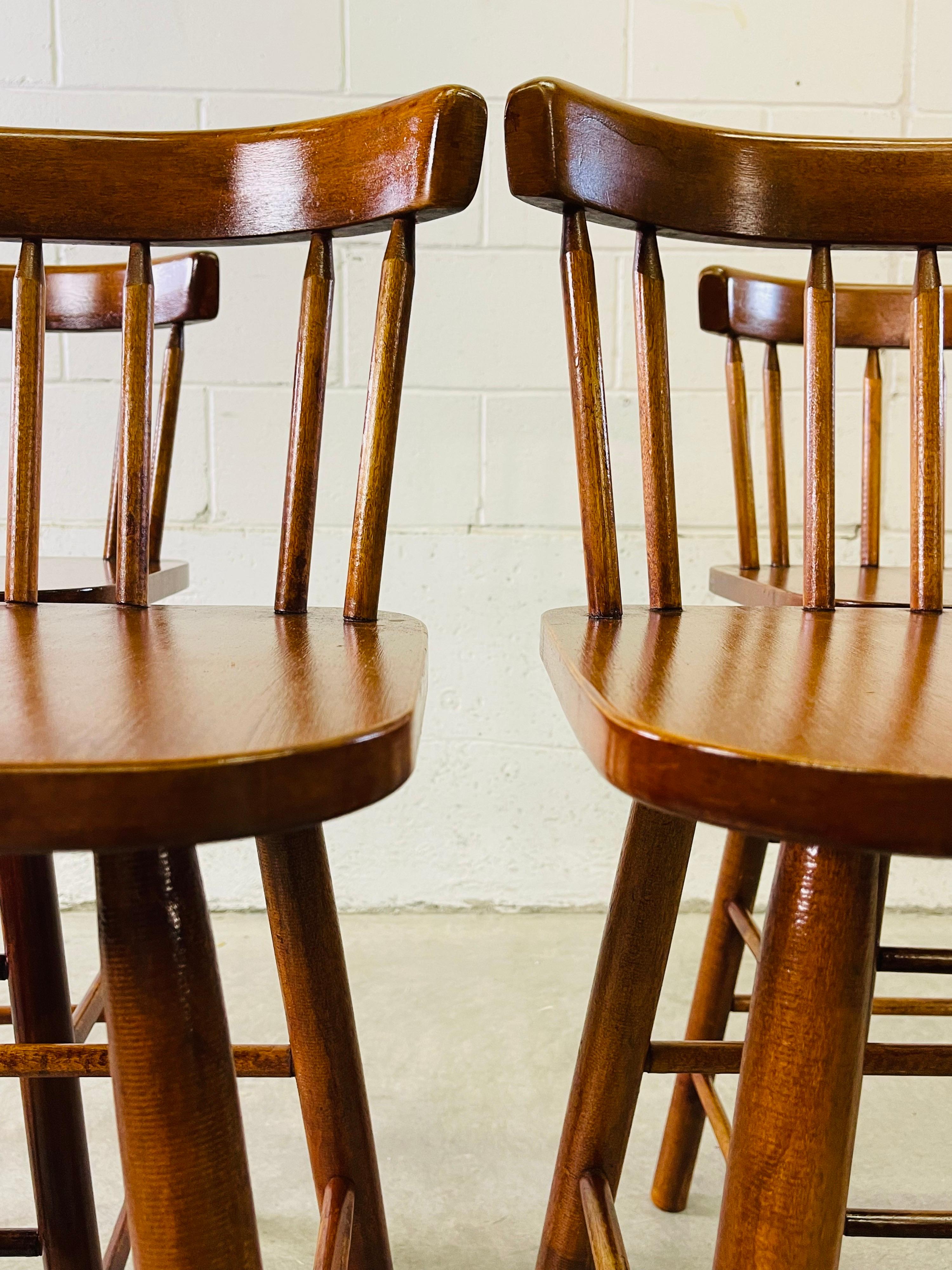 20th Century Round-Back Wood Stools, Set of 4 For Sale