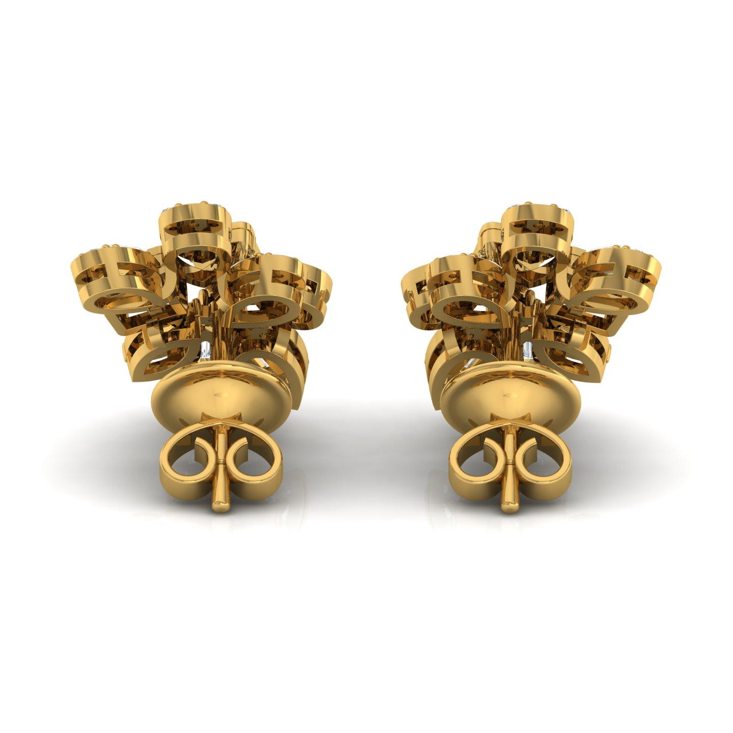 Modern Round Baguette 1.1 Carat SI/H Diamond Earrings 18 Karat Yellow Gold Fine Jewelry For Sale