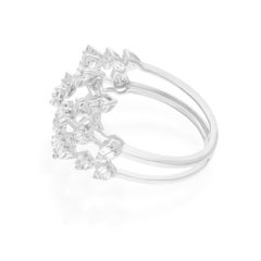 Round Baguette Cut 0.66 Ct SI Clarity HI Color Diamond 14k White Gold Cage Ring