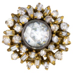 Round
Baguette Cut Floral Halo Cocktail Ring