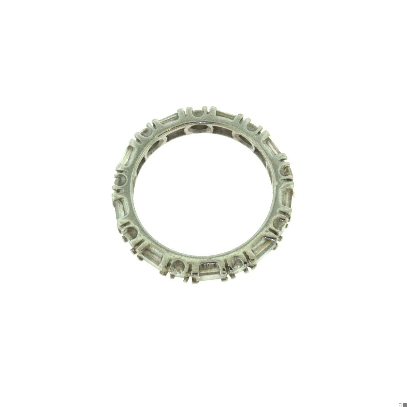 Women's Round & Baguette Diamond Eternity Wedding White Gold Band, 2.13 TCW For Sale