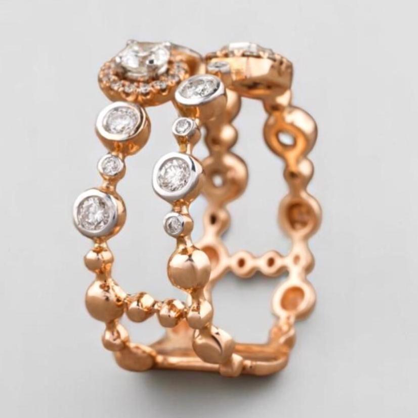 Anillo de eternidad de diamantes naturales redondos y baguette en oro macizo de 14k (certificado) en Nuevo estado para la venta en New Delhi, DL