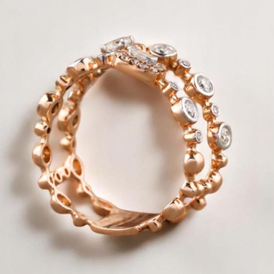 De las mujeres Anillo de eternidad de diamantes naturales redondos y baguette en oro macizo de 14k (certificado) en venta