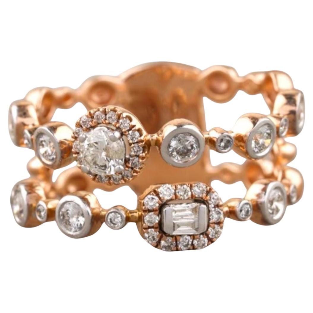 Runder
Baguette-Diamanten Ewigkeitsring aus 14k massivem Gold (zertifiziert)