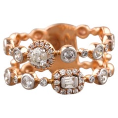 Anillo de eternidad de diamantes naturales redondos y baguette en oro macizo de 14k (certificado)