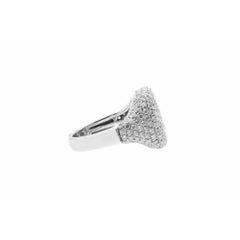 Round Baguette Pave Signet Ring in 18k White Gold with 1.35 Carat Diamond