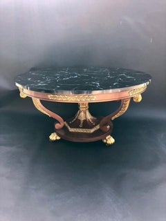Round Baker Center Table with Faux Marble Top