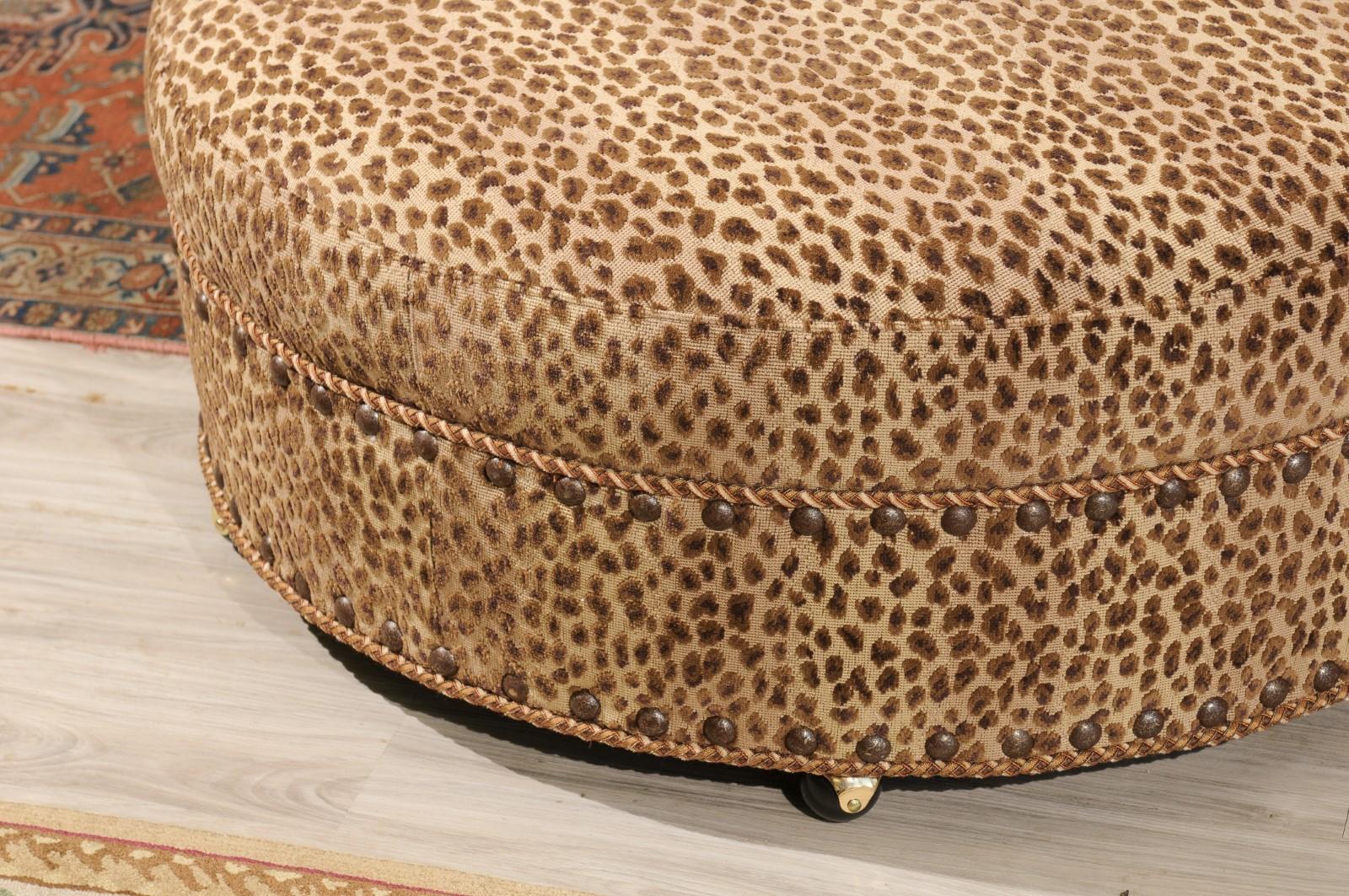 Fabric Round Baker Ottoman