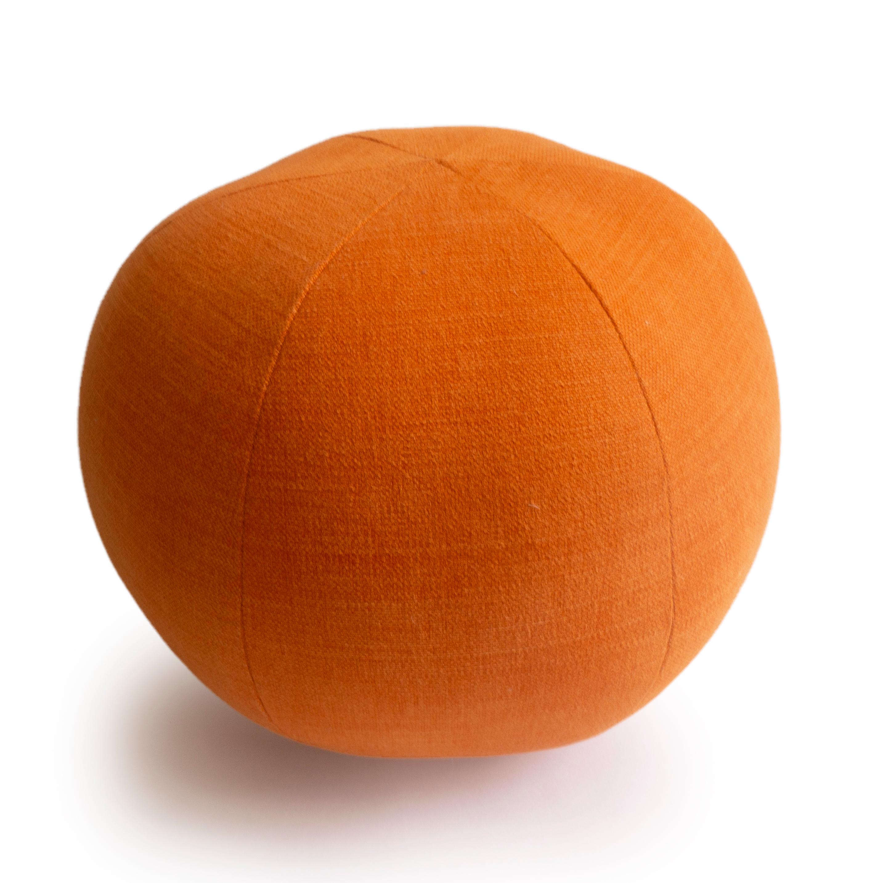 Modern Round Ball Pillow in Orange Fabric