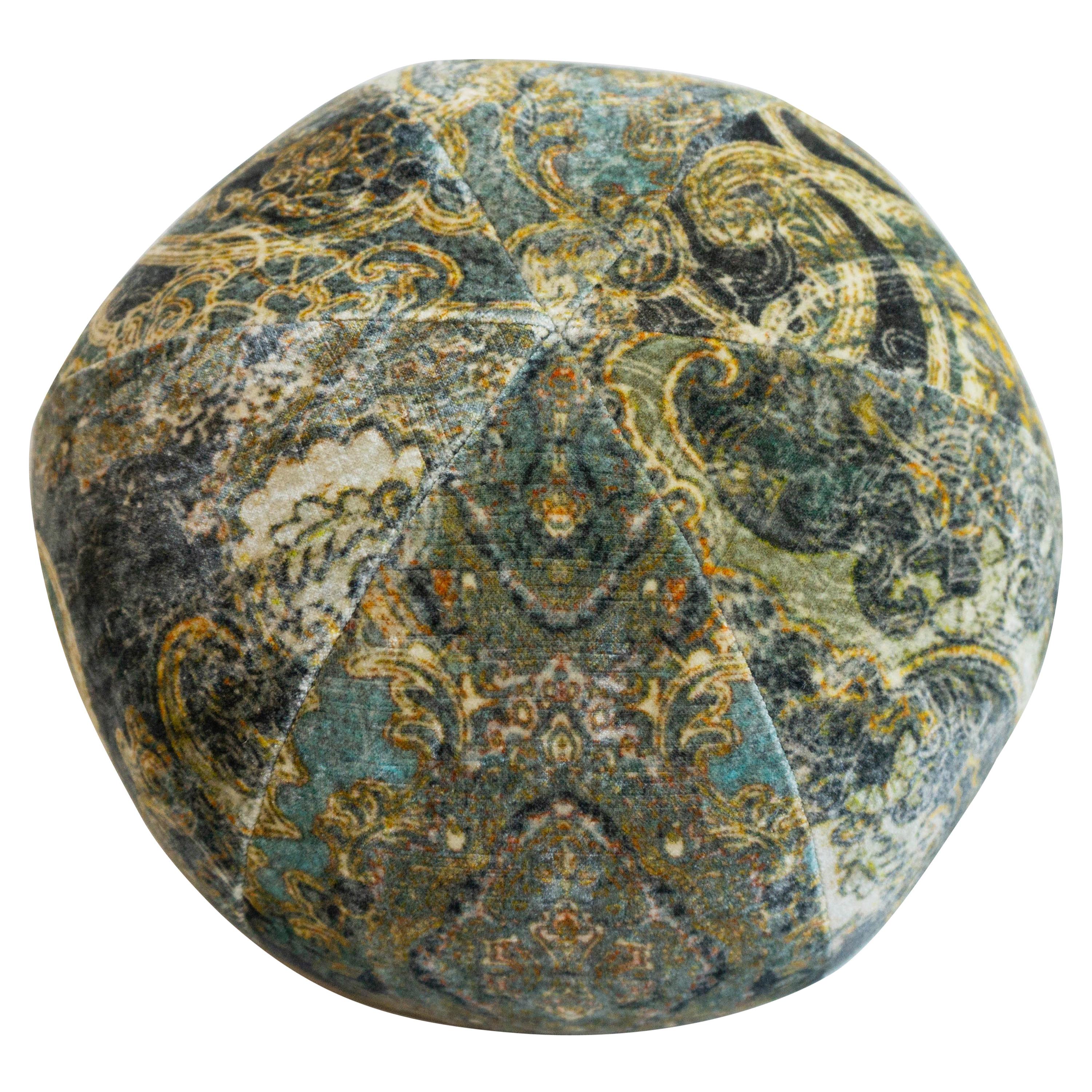 Round Ball Pillow in Velvet Damask Fabric