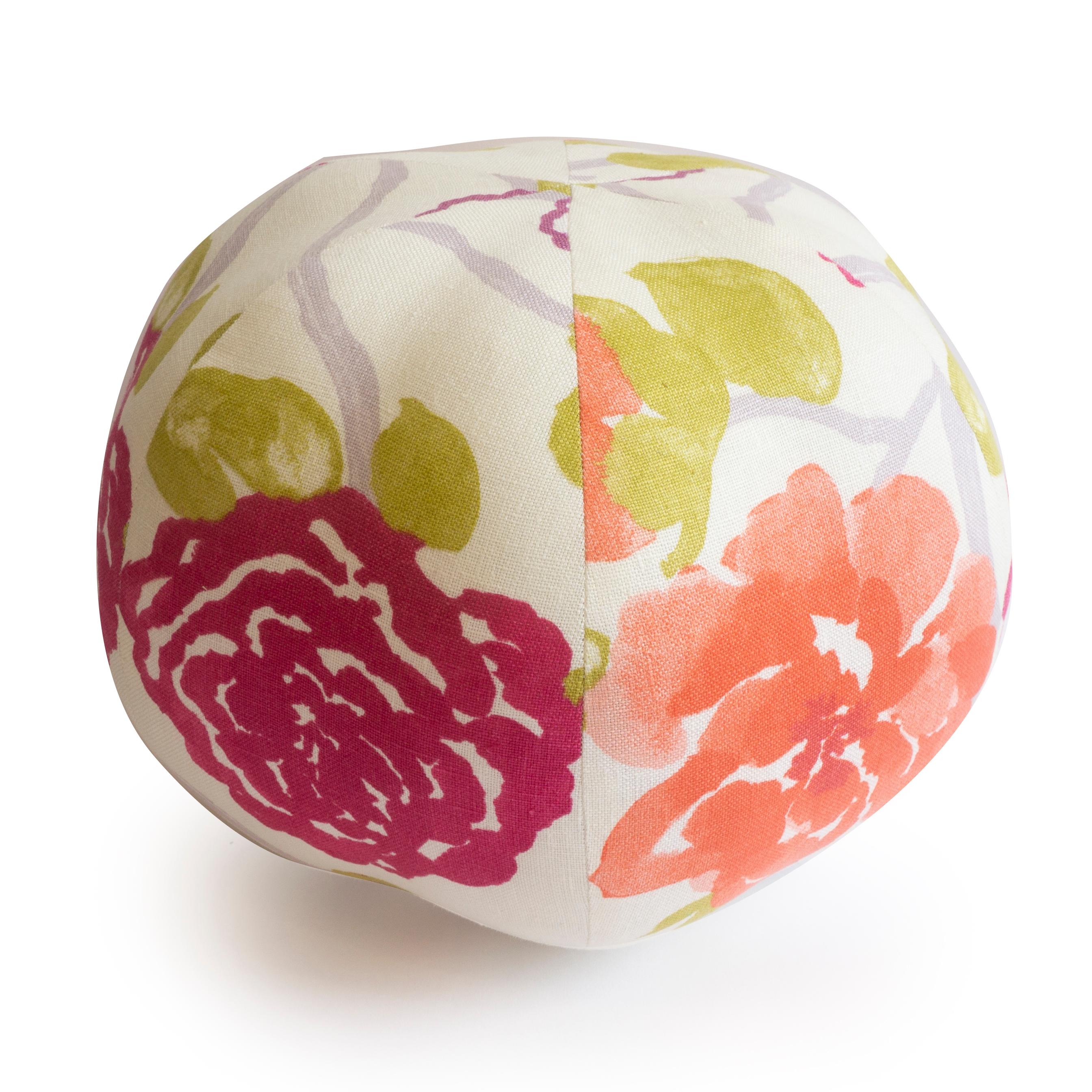 Modern Round Ball Pillow in Watercolor Rose Print