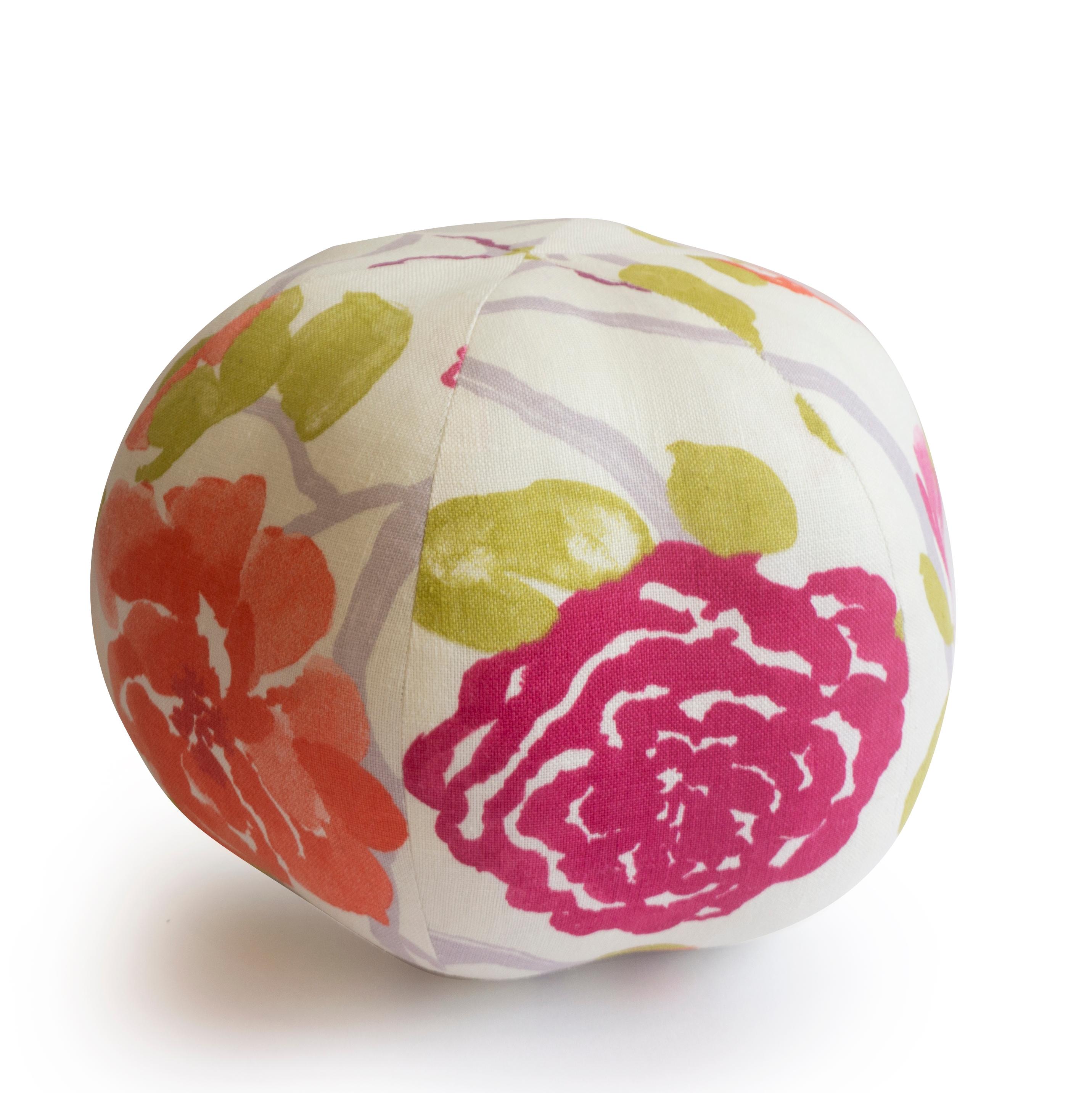 American Round Ball Pillow in Watercolor Rose Print