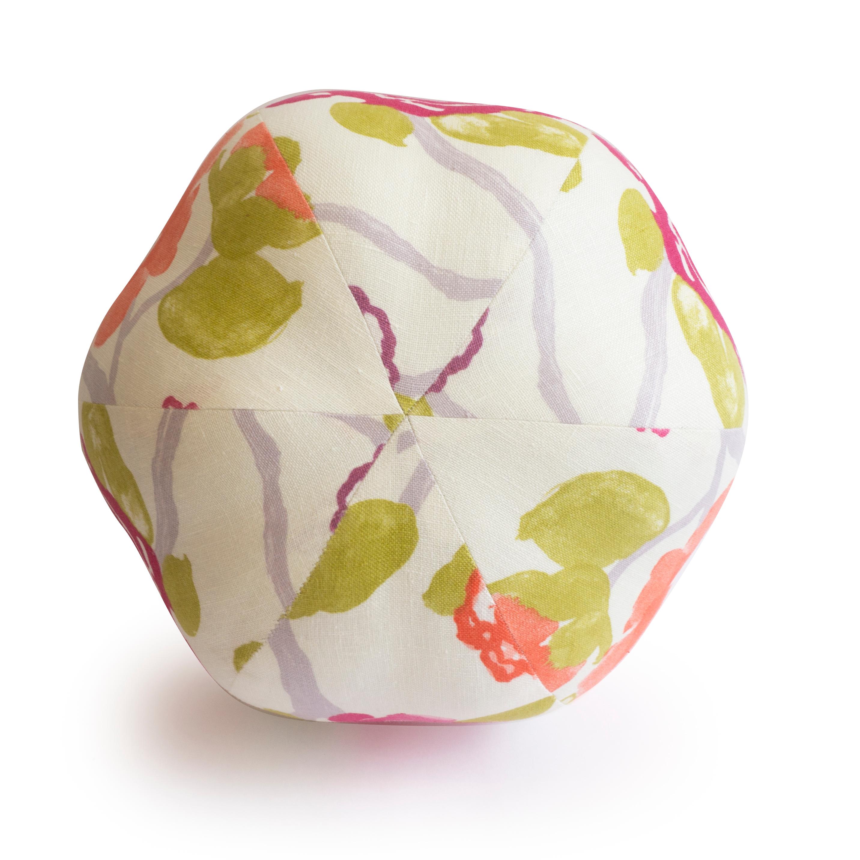 Contemporary Round Ball Pillow in Watercolor Rose Print