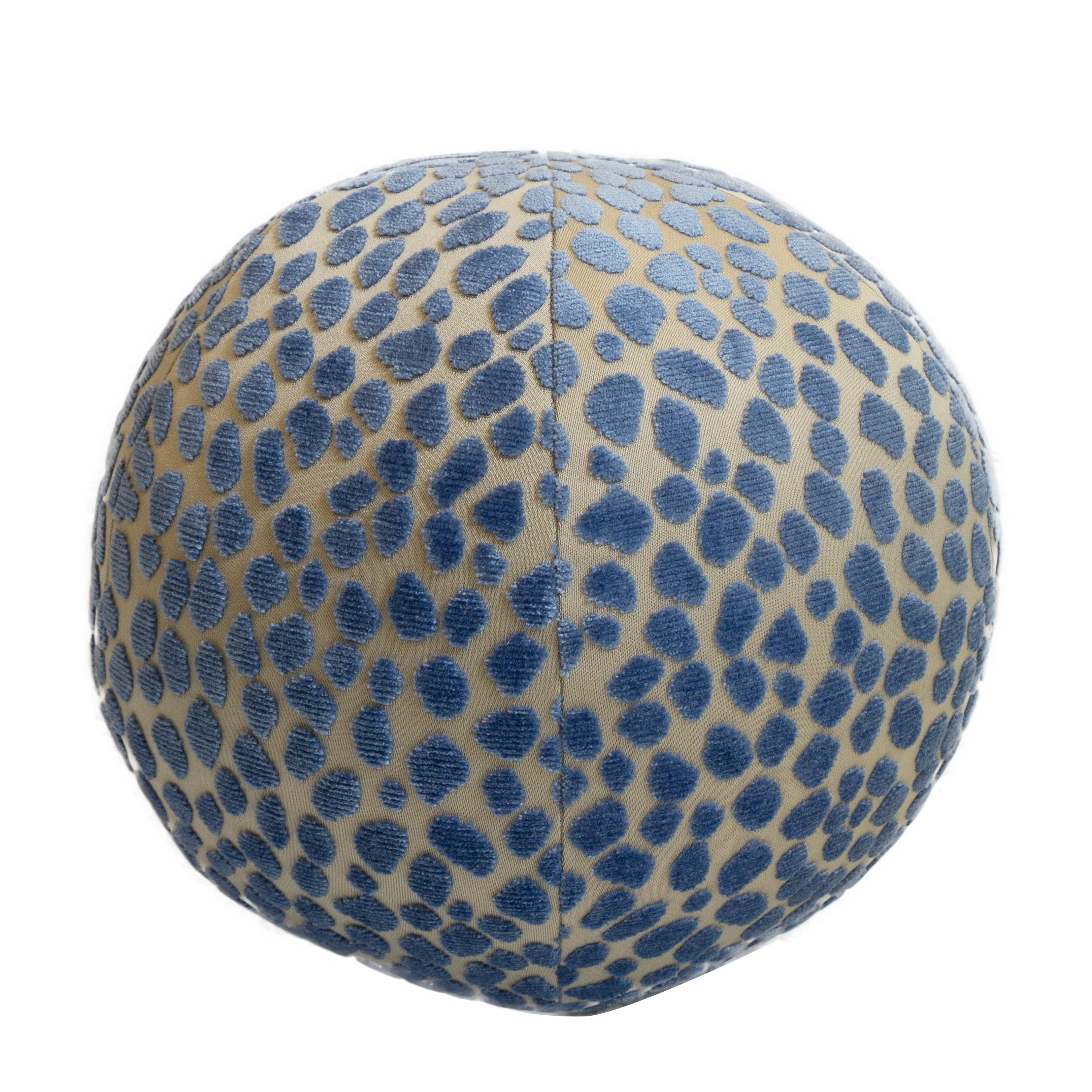 American Round Ball Pillow with Blue Velvet Dots