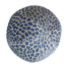 Round Ball Pillow with Blue Velvet Dots