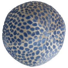 Round Ball Pillow with Blue Velvet Dots