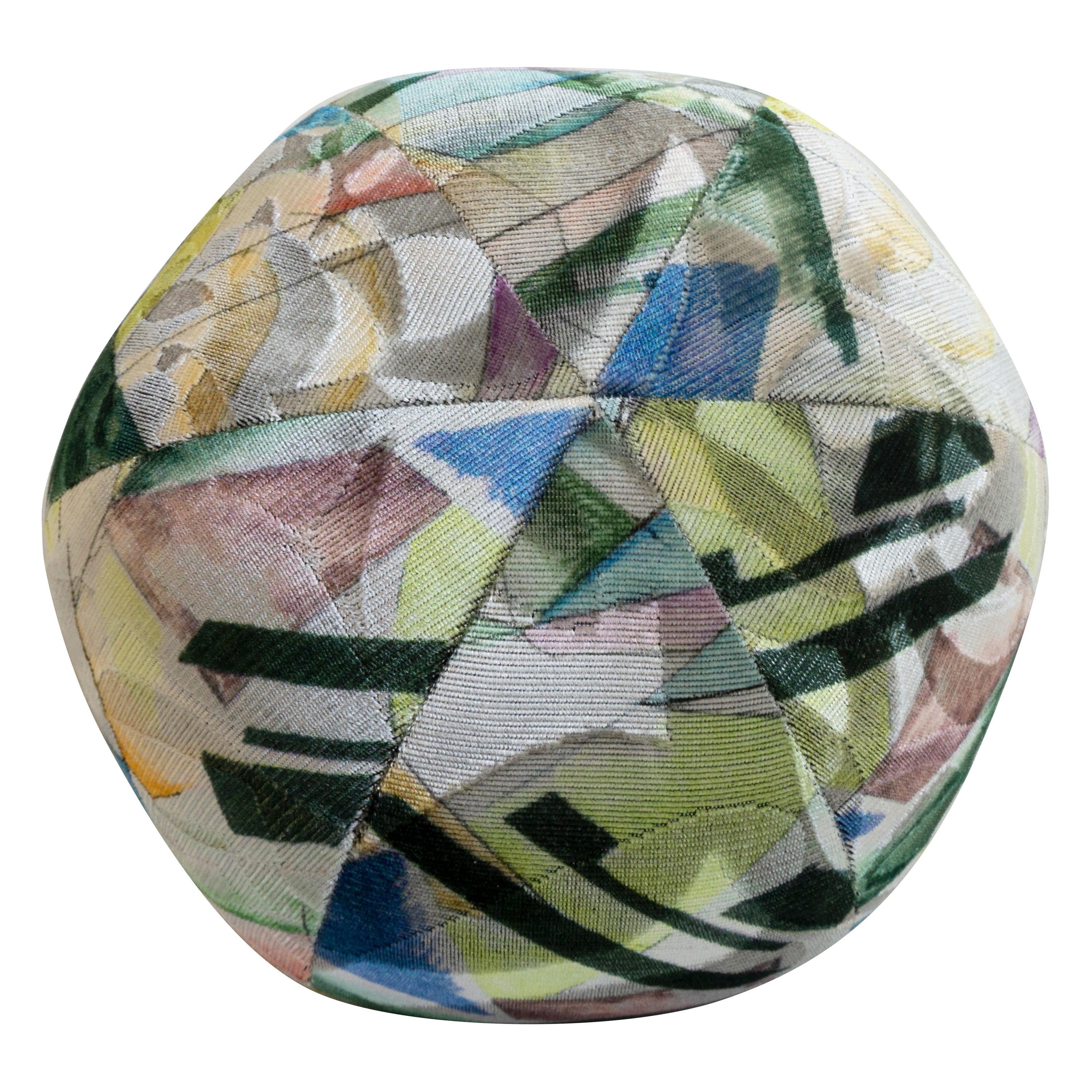 Round Ball Pillow with Blue Velvet Dots at 1stDibs