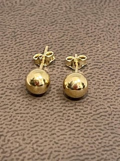 Round Ball Plain Gold Stud Post Earrings 14 Karat Yellow Gold
