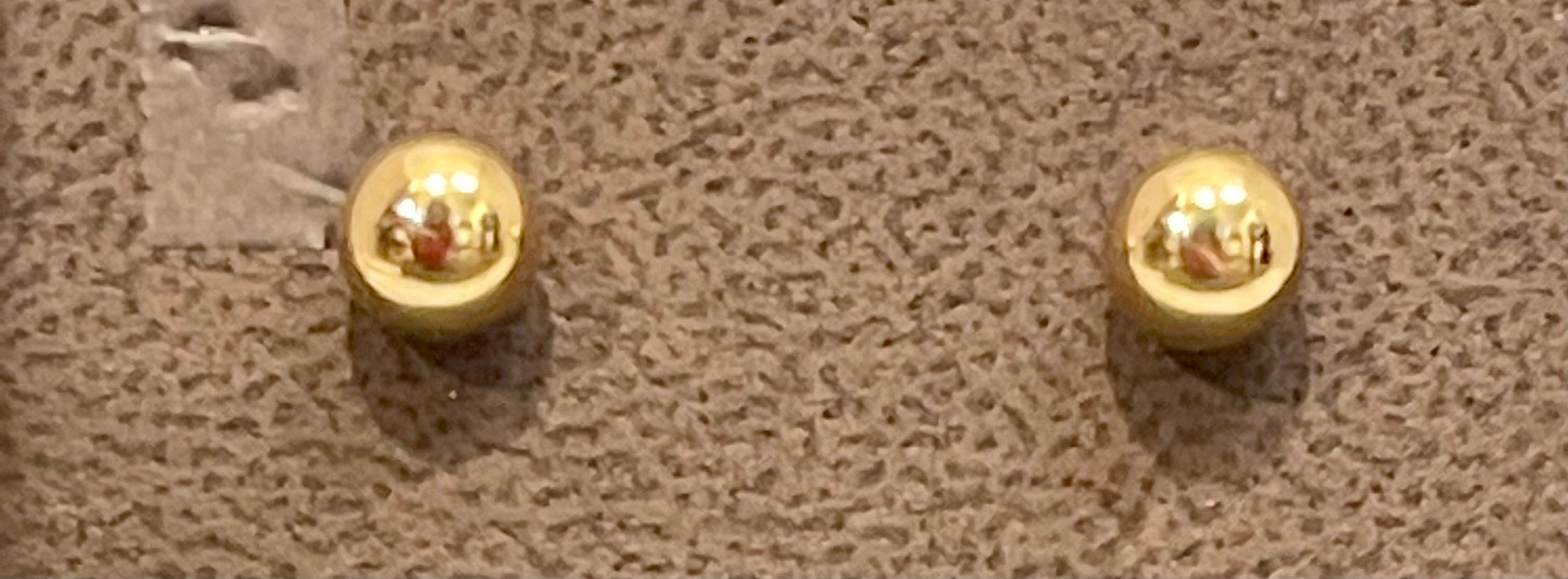 Women's Round Ball Plain Gold Stud Post Earrings 14 Karat Yellow Gold For Sale