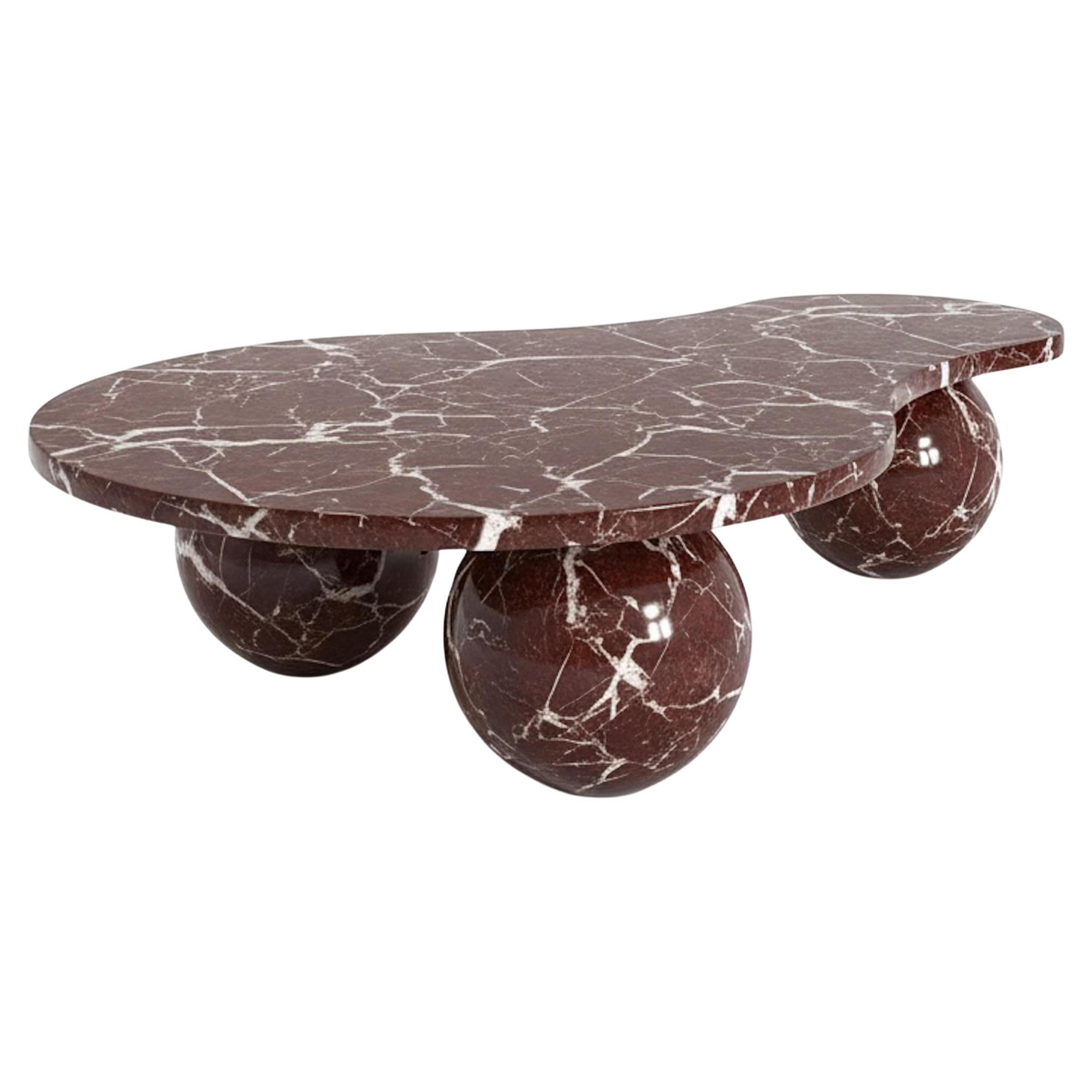 Round Ball Rosso Levanto Red Marble Coffee Table - Sculptural Coffee Table