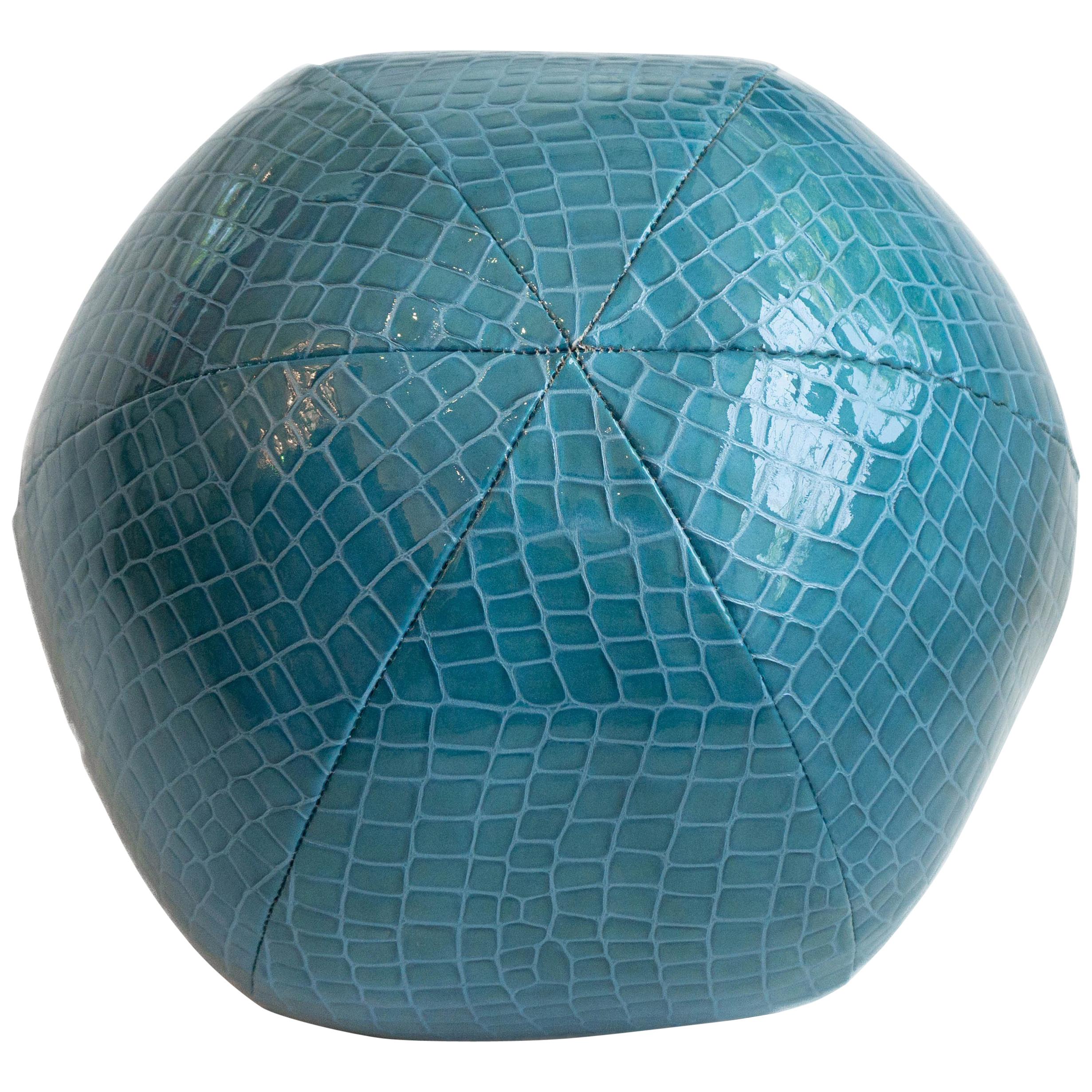 Round Ball Throw Pillow In Blue Alligator Vinyl For At 1stdibs Round Ball Throw Pillow In Blue, Round Ball Pillows