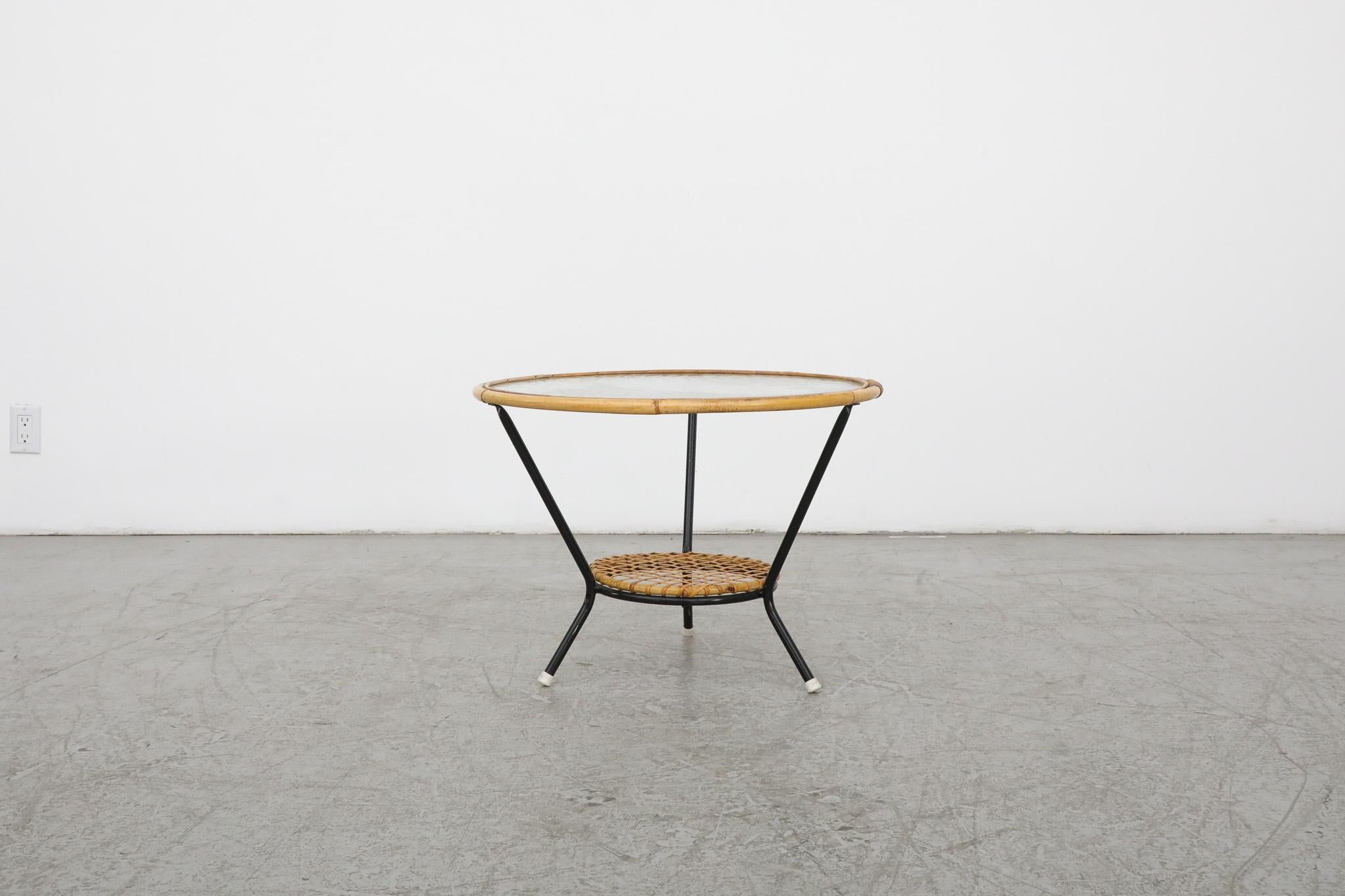 Round Bamboo and Glass Side Table by Rohe Noordwolde For Sale 7
