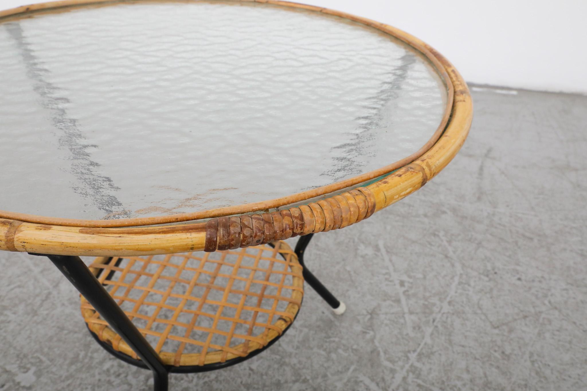 Round Bamboo and Glass Side Table by Rohe Noordwolde For Sale 1