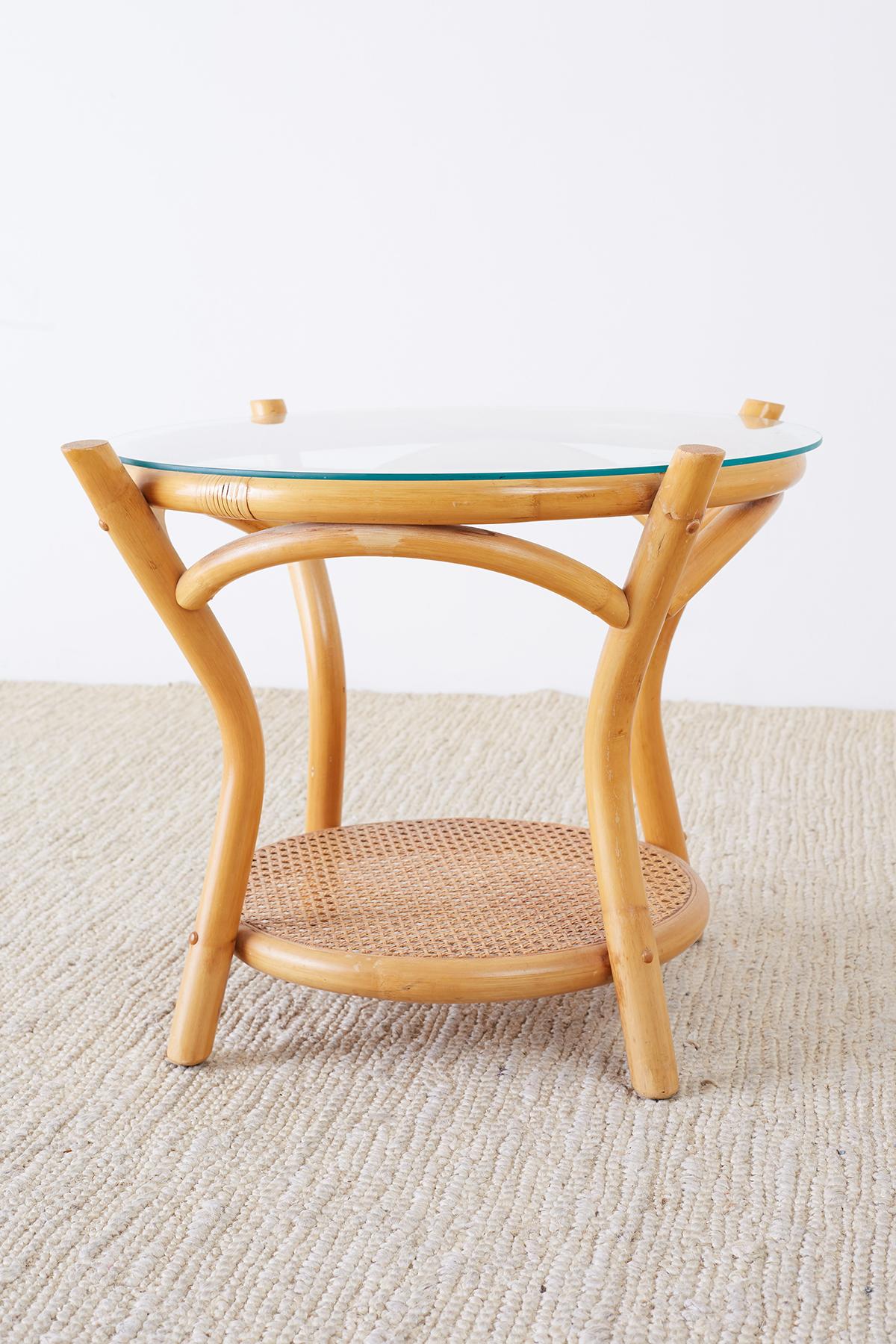 Round Bamboo and Rattan Two-Tier Drinks Table 1