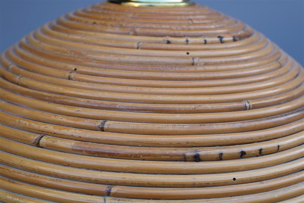 Round  Bamboo Chandelier Brass Parts 1970s Made in Italy For Sale 5